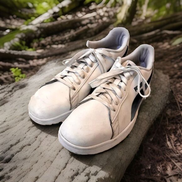 Puma Smash V2 Lace Up Athletic Running Shoe Mens Size 14 365215 01‎ White Black - Picture 1 of 12